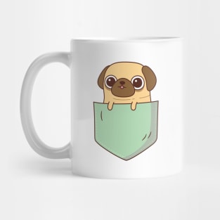 Cute Little Pug In Green Pocket Mug